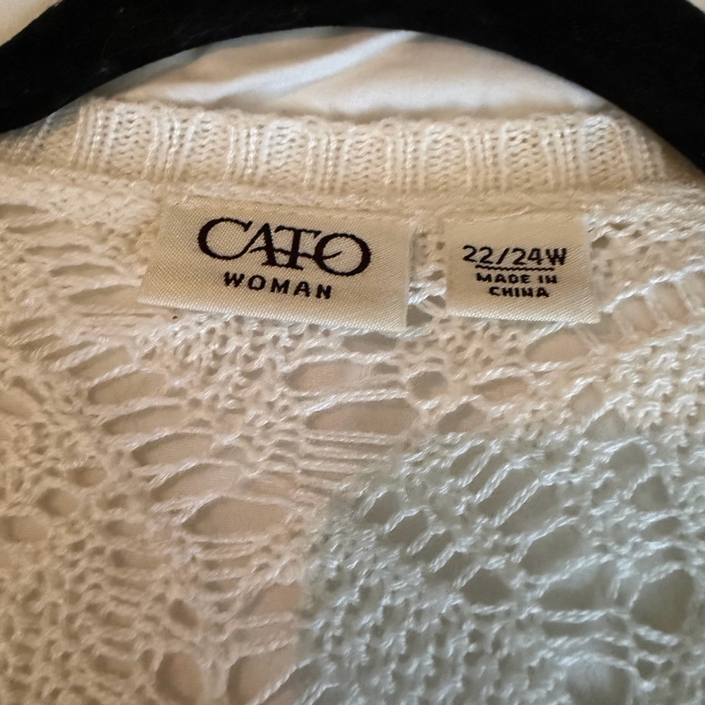 Cato Cream Open-Front Lace Knit Shrug - Picture 3 of 5